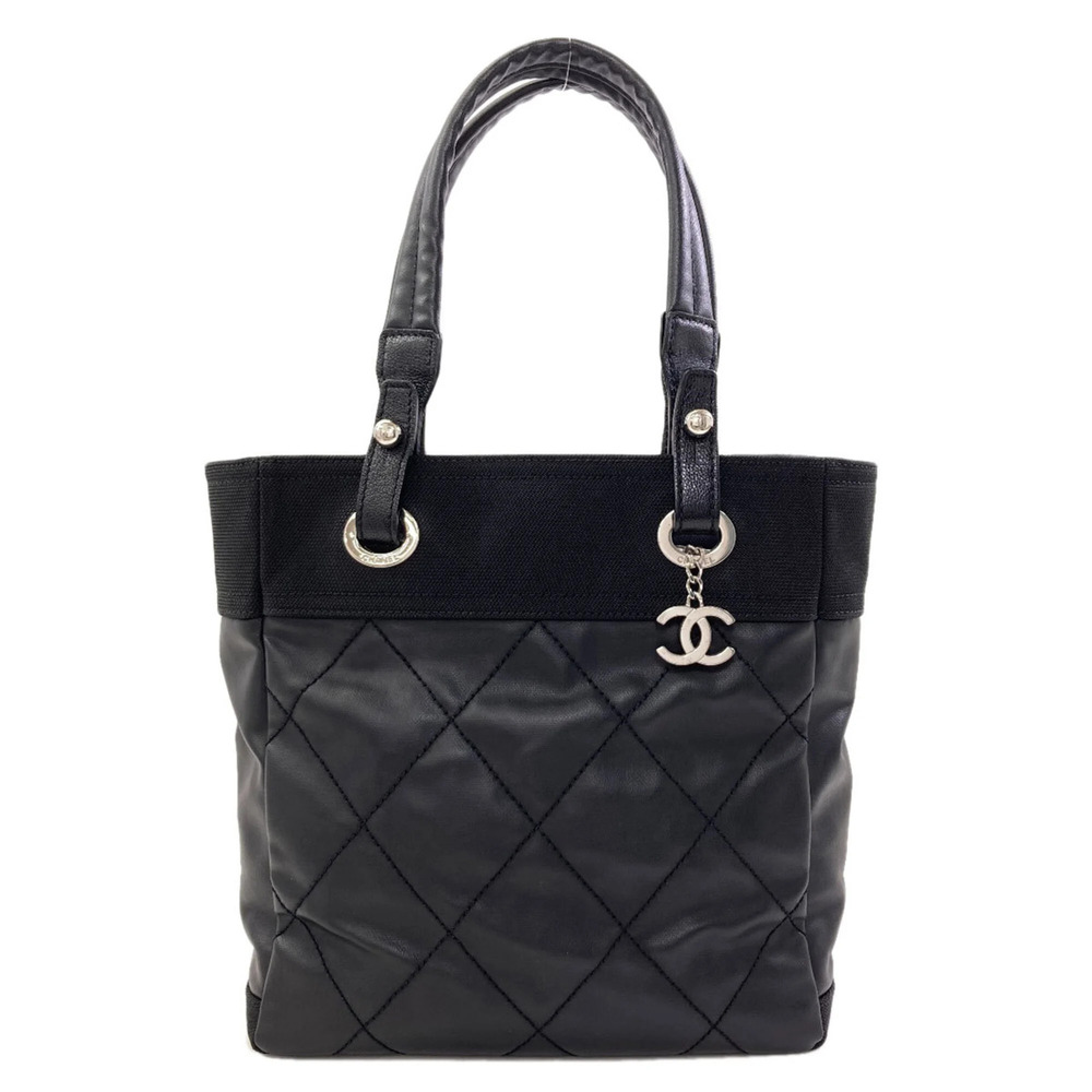 Chanel Paris Biarritz Tote PM, Silver Hardware, Bag, Coated Canvas, Women's C...